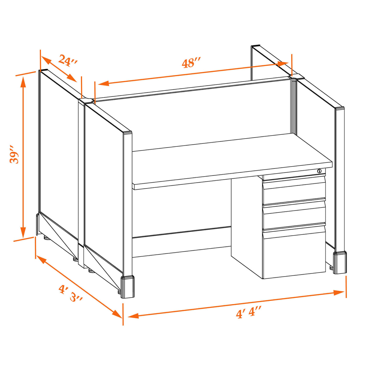 Call Center Cubicles 39H 2-Pack Cluster Non-Powered