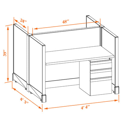 Call Center Cubicles 39H 2-Pack Cluster Non-Powered