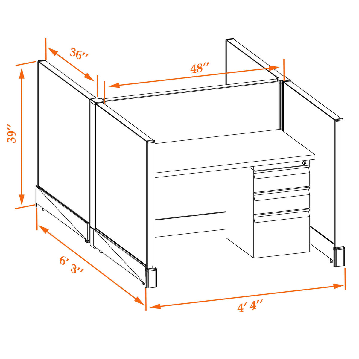 Call Center Cubicles 39H 2-Pack Cluster Non-Powered