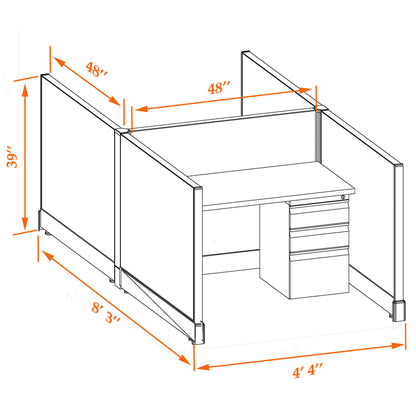 Call Center Cubicles 39H 2-Pack Cluster Non-Powered