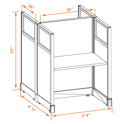 Call Center Cubicles With Glass 53H 2-Pack Cluster Non-Powered