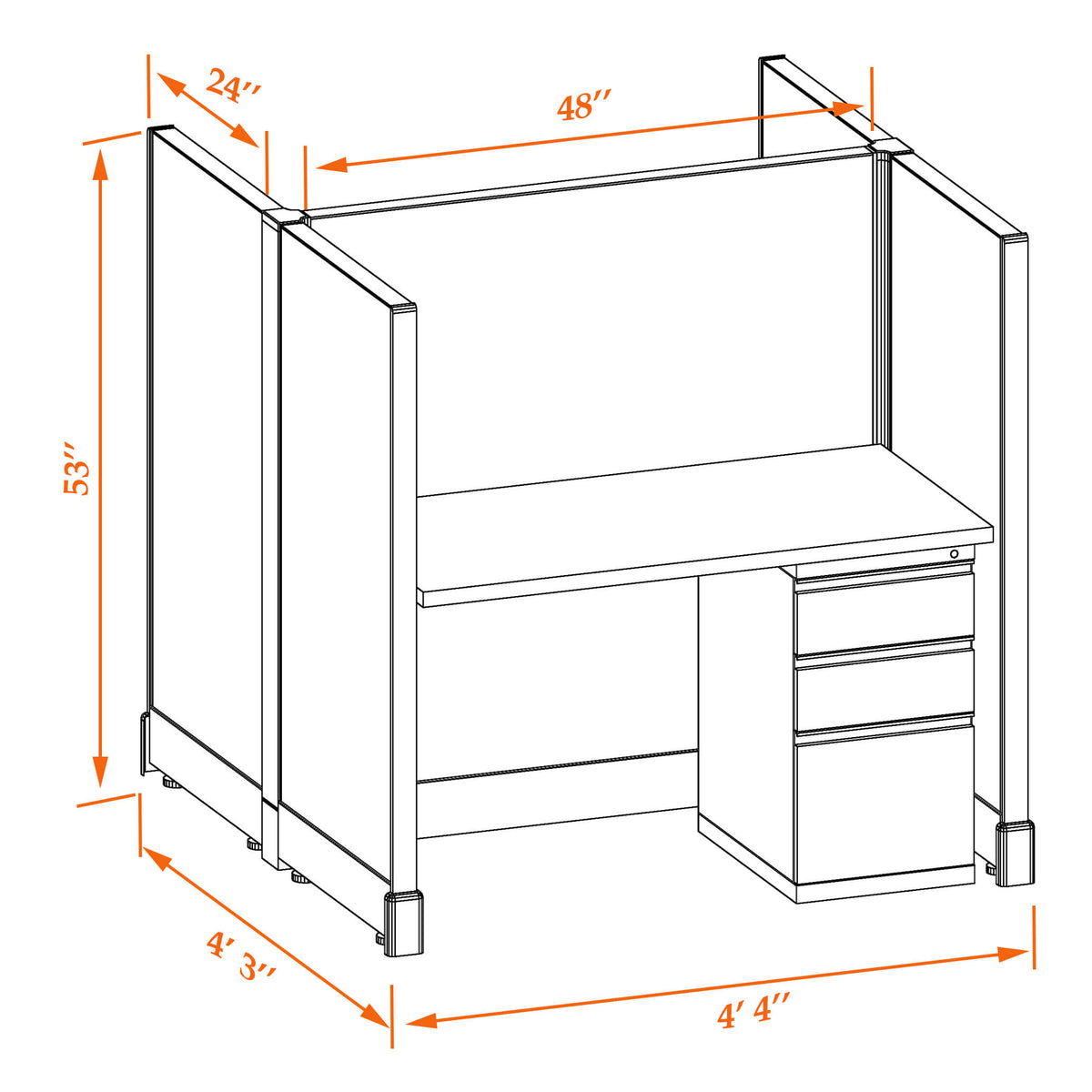 Call Center Cubicles 53H 2-Pack Cluster Non-Powered