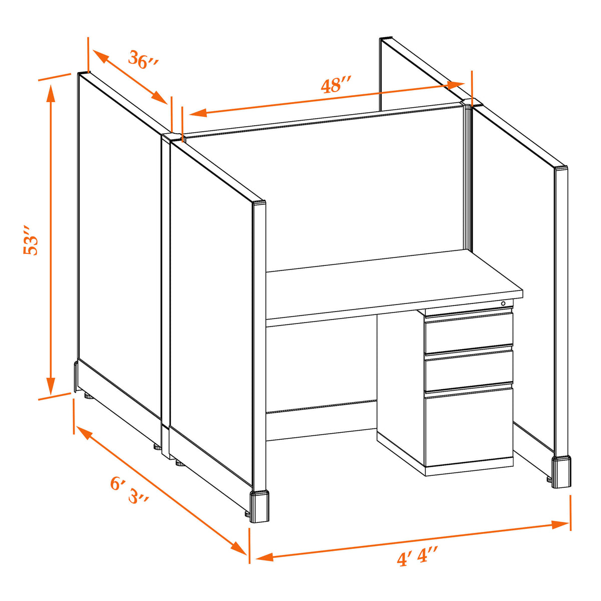 Call Center Cubicles 53H 2-Pack Cluster Non-Powered
