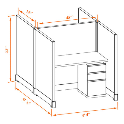 Call Center Cubicles 53H 2-Pack Cluster Non-Powered