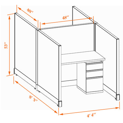 Call Center Cubicles 53H 2-Pack Cluster Non-Powered