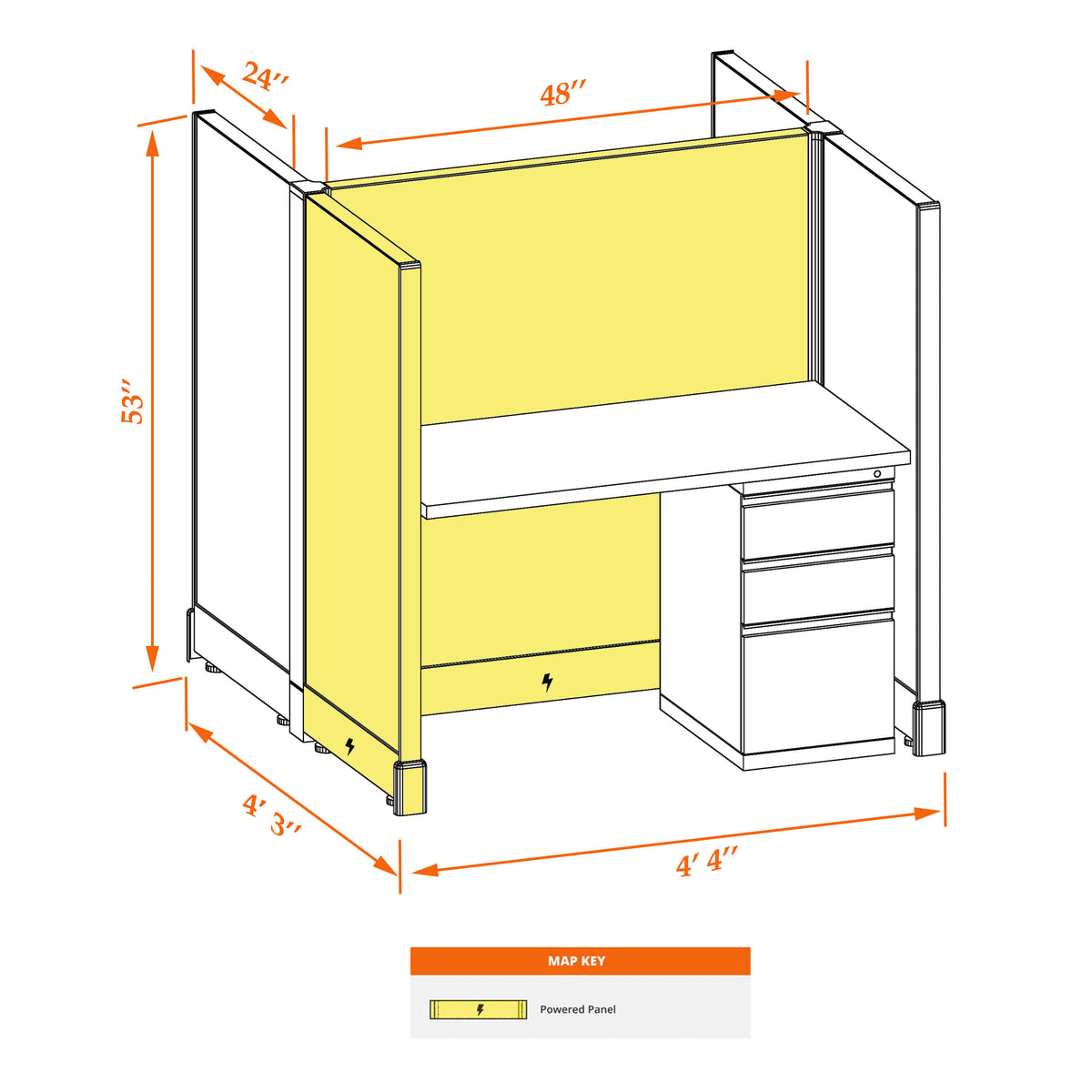Call Center Cubicles 53H 2-Pack Cluster Powered