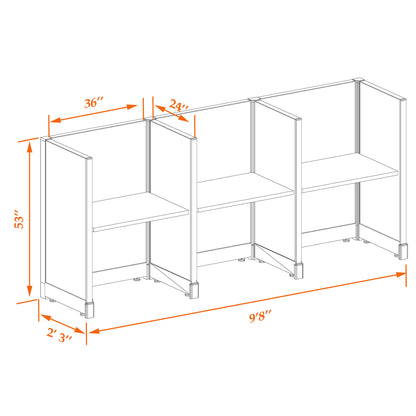 Call Center Cubicles 53H 3-Pack In-Line Non-Powered