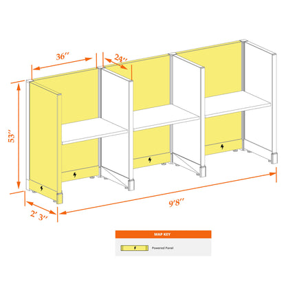 Call Center Cubicles 53H 3-Pack In-Line Powered