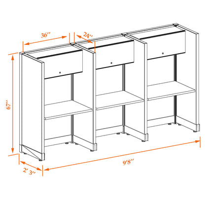 Call Center Cubicles 67H 3-Pack In-Line Non-Powered