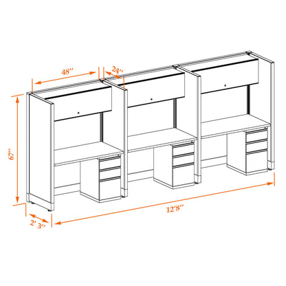 Call Center Cubicles 67H 3-Pack In-Line Non-Powered