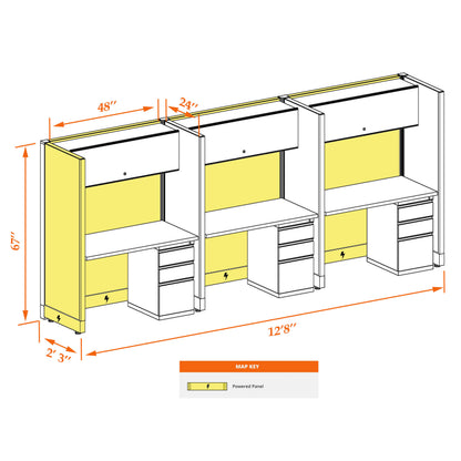 Call Center Cubicles 67H 3-Pack In-Line Powered