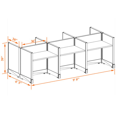 Call Center Cubicles 39H 6-Pack Cluster Non-Powered