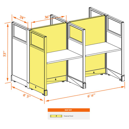 Call Center Cubicles With Glass 53H 4-Pack Cluster Powered