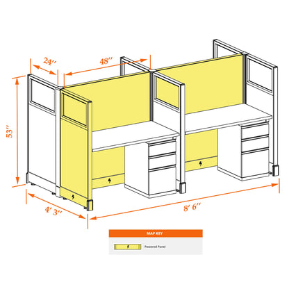Call Center Cubicles With Glass 53H 4-Pack Cluster Powered