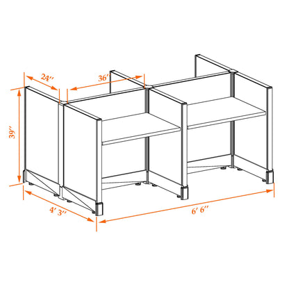 Call Center Cubicles 39H 4-Pack Cluster Non-Powered