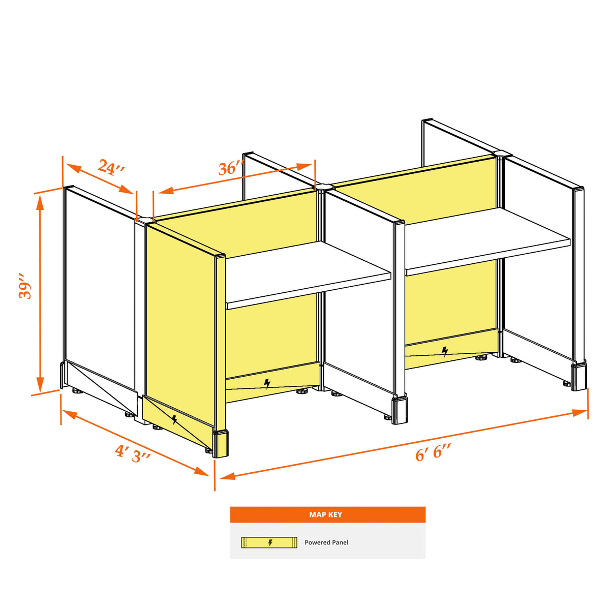 Call Center Cubicles 39H 4-Pack Cluster Powered