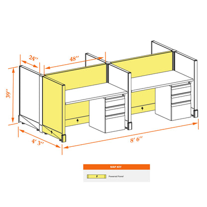 Call Center Cubicles 39H 4-Pack Cluster Powered