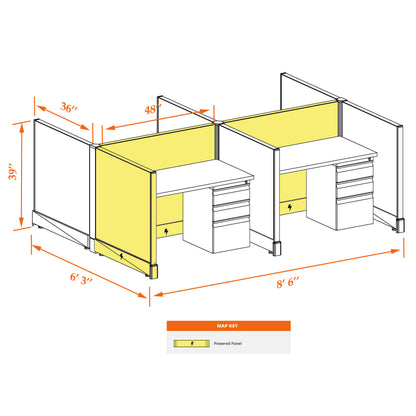 Call Center Cubicles 39H 4-Pack Cluster Powered
