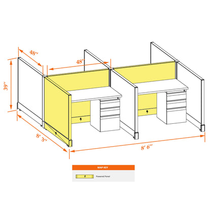 Call Center Cubicles 39H 4-Pack Cluster Powered