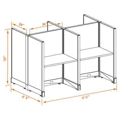 Call Center Cubicles 53H 4-Pack Cluster Non-Powered
