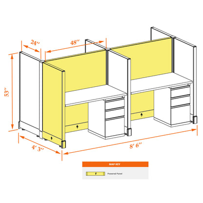 Call Center Cubicles 53H 4-Pack Cluster Powered