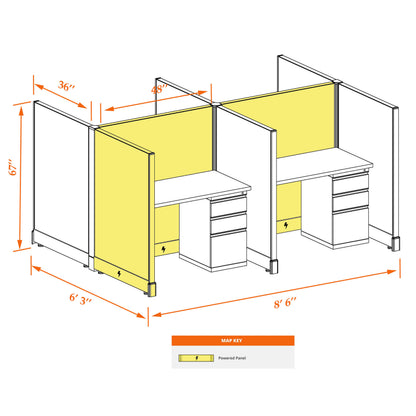 Call Center Cubicles 53H 4-Pack Cluster Powered