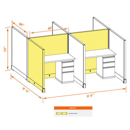 Call Center Cubicles 53H 4-Pack Cluster Powered