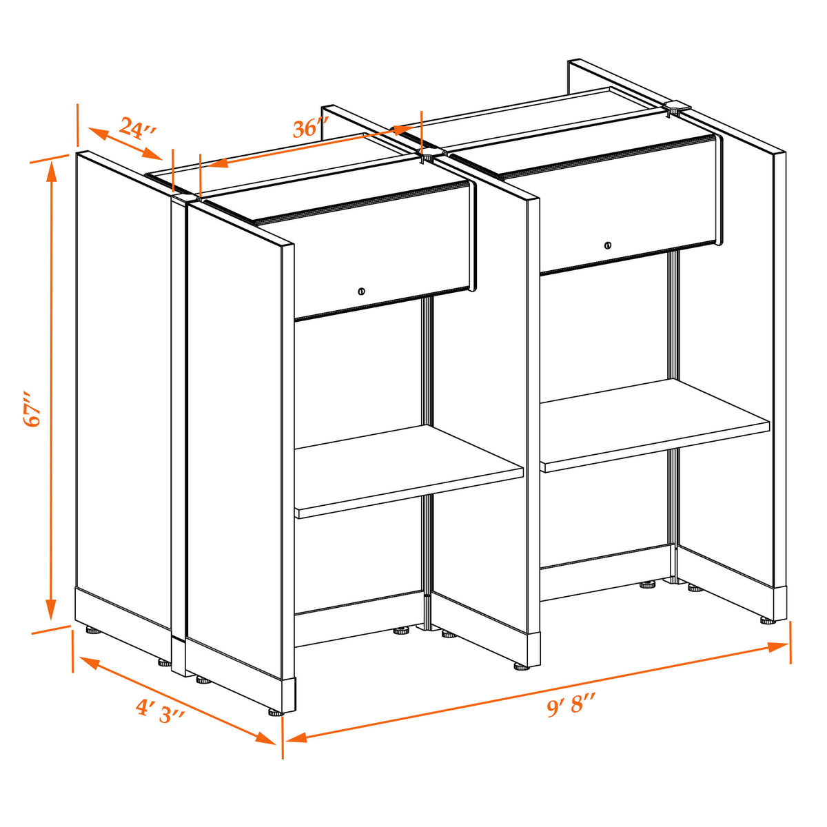 Call Center Cubicles 67H 4-Pack Cluster Non-Powered