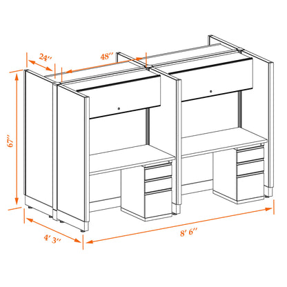 Call Center Cubicles 67H 4-Pack Cluster Non-Powered
