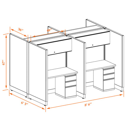 Call Center Cubicles 67H 4-Pack Cluster Non-Powered