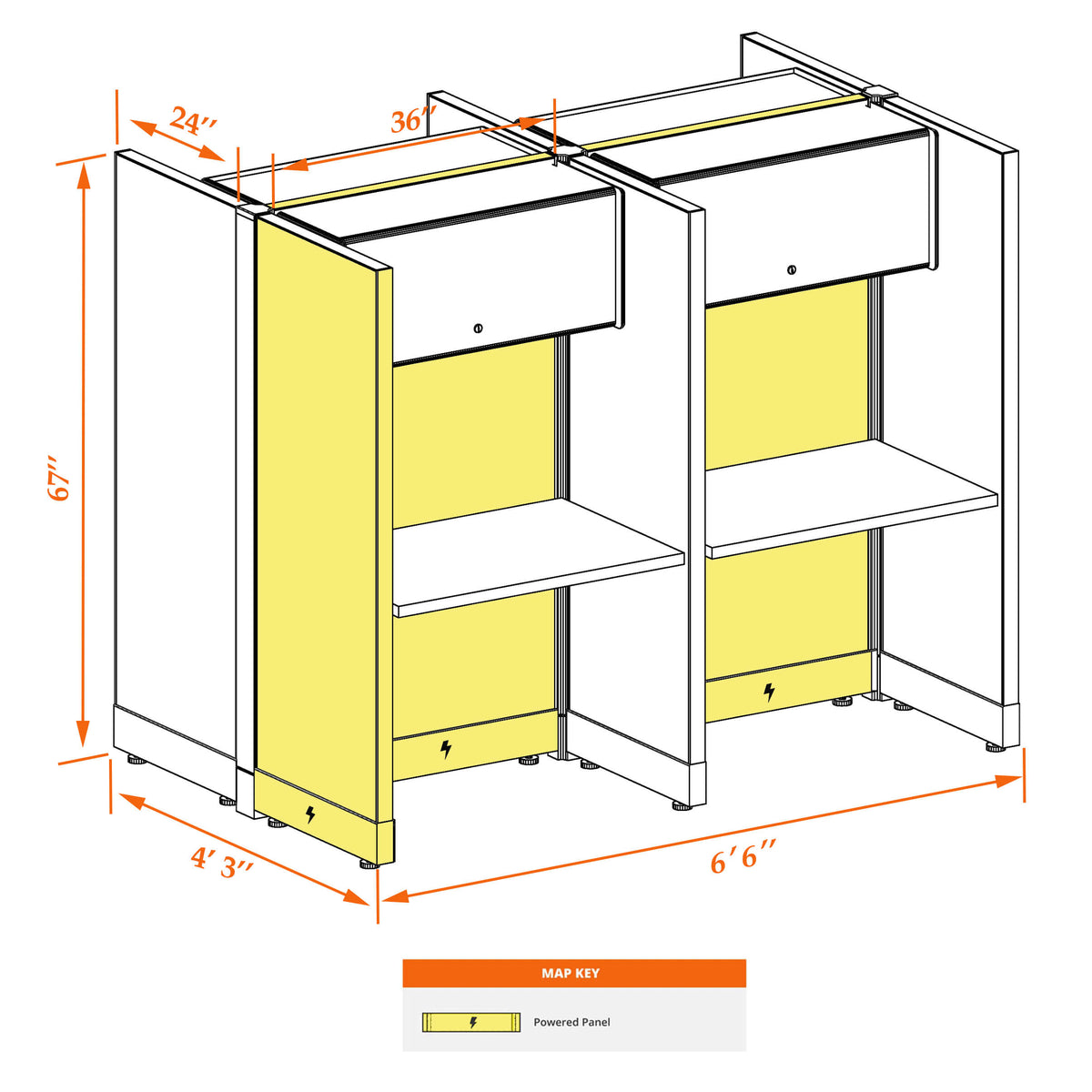Call Center Cubicles 67H 4-Pack Cluster Powered