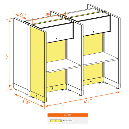 Call Center Cubicles 67H 4-Pack Cluster Powered