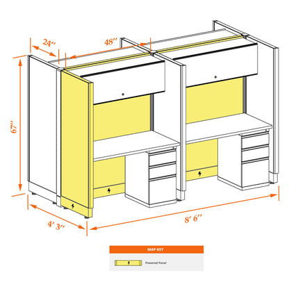 Call Center Cubicles 67H 4-Pack Cluster Powered