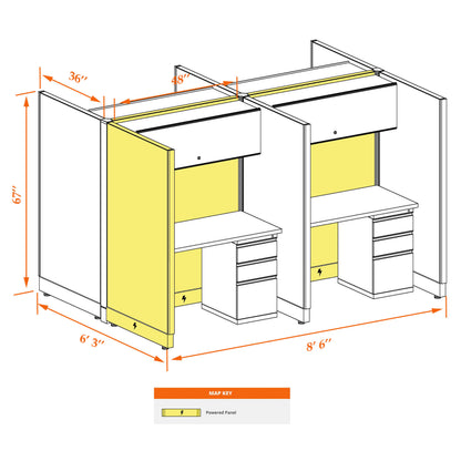 Call Center Cubicles 67H 4-Pack Cluster Powered