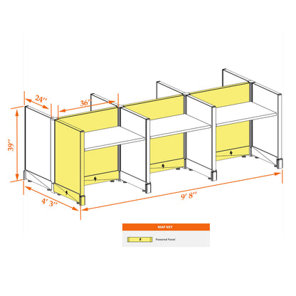 Call Center Cubicles 39H 6-Pack Cluster Powered