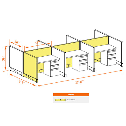 Call Center Cubicles 39H 6-Pack Cluster Powered