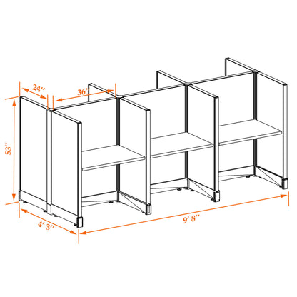 Call Center Cubicles 53H 6-Pack Cluster Non-Powered