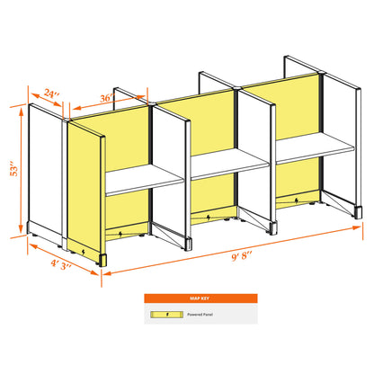 Call Center Cubicles 53H 6-Pack Cluster Powered