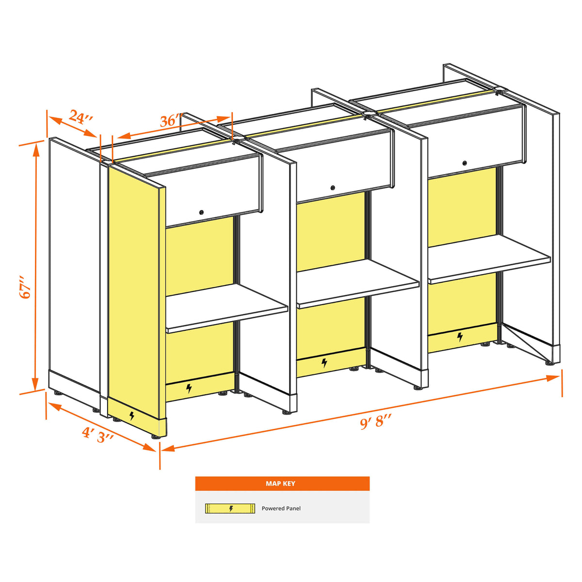 Call Center Cubicles 67H 6-Pack Cluster Powered