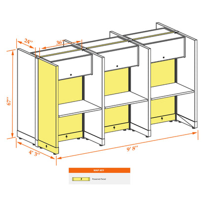 Call Center Cubicles 67H 6-Pack Cluster Powered