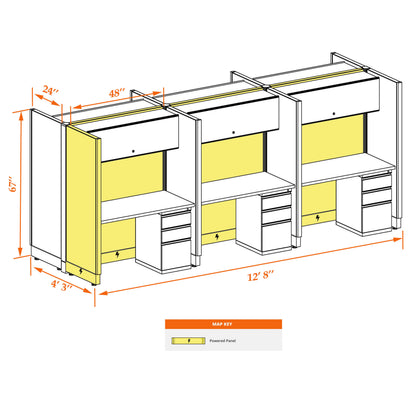 Call Center Cubicles 67H 6-Pack Cluster Powered