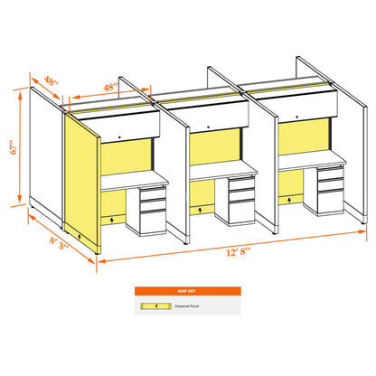 Call Center Cubicles 67H 6-Pack Cluster Powered