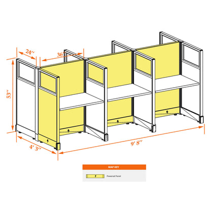 Call Center Cubicles With Glass 53H 6-Pack Cluster Powered