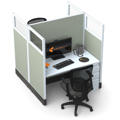 Call Center Cubicles With Glass 53H 2-Pack Cluster Powered