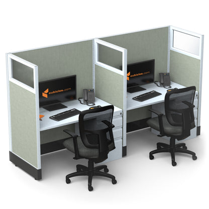 Call Center Cubicles With Glass 53H 2-Pack In-Line Powered