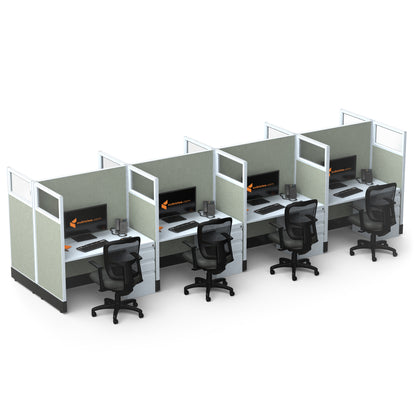 Call Center Cubicles With Glass 53H 8-Pack Cluster Powered