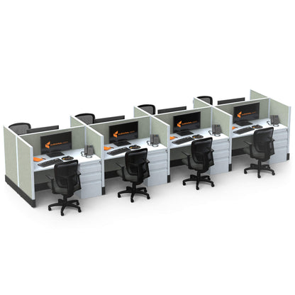 Call Center Cubicles 39H 8-Pack Cluster Powered