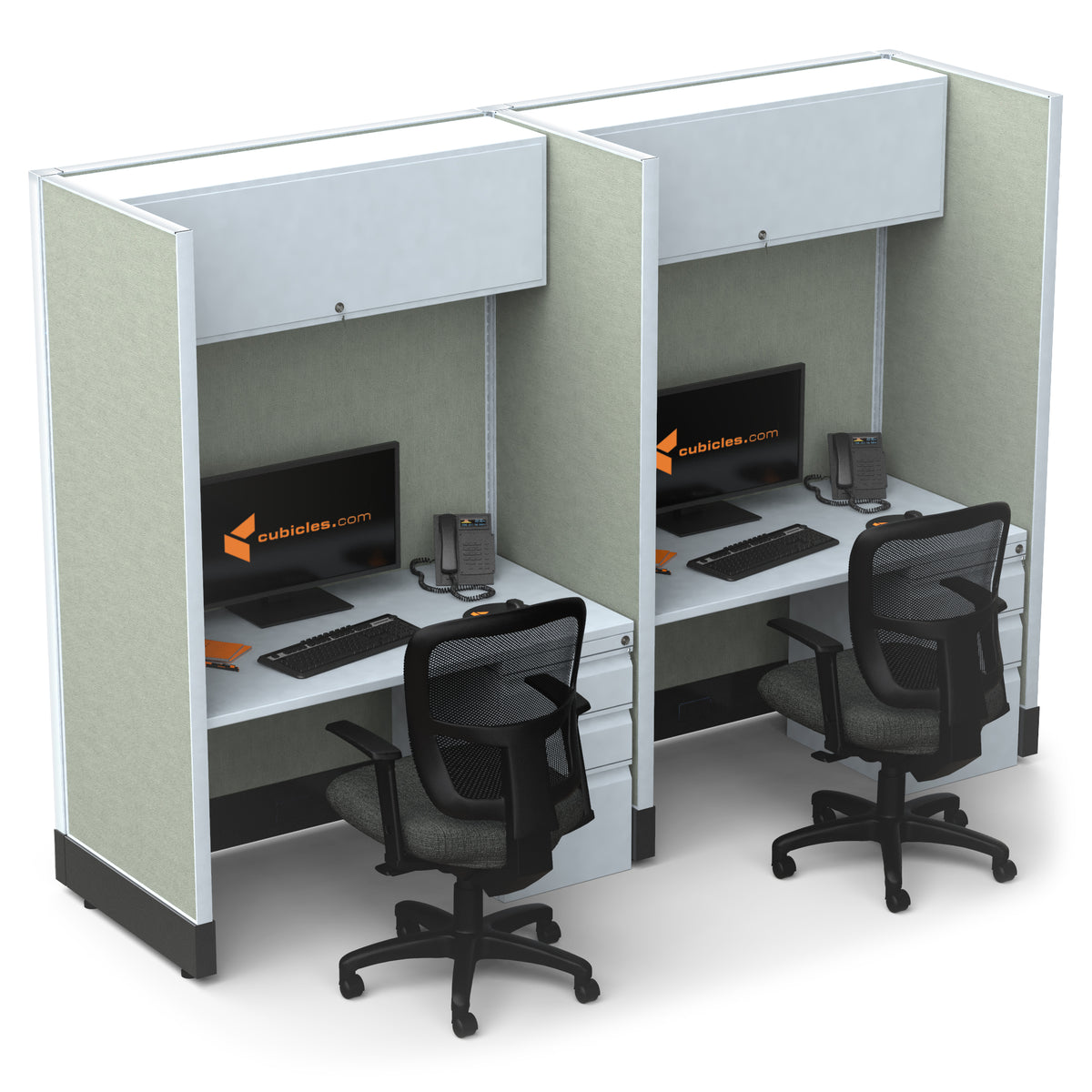 Call Center Cubicles 67H 2-Pack In-line Powered