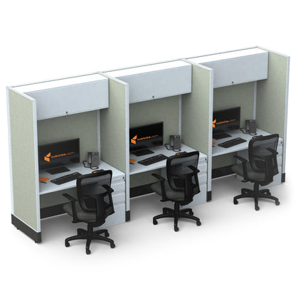 Call Center Cubicles 67H 3-Pack In-Line Powered