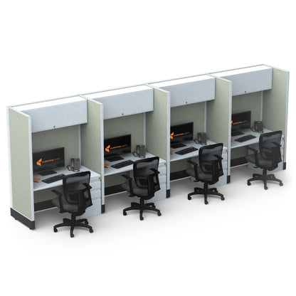 Call Center Cubicles 67H 4-Pack In-Line Powered